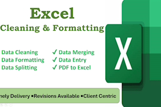 clean, format, merge, split excel data