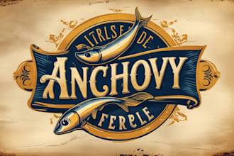 create unique anchovies fish logo very fast with super color