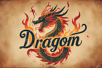 make high quality dragon logo with creative concept