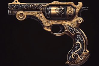 do a 3d weapon illustration for gaming