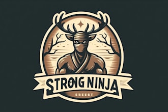 do ninja deer logo with unlimited revisions in 24 hours