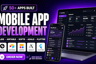build mobile apps with glide, airtable, softr, adalo, flutter, flutter developer