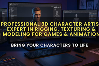 do 2d, 3d character rigging, 2d 3d texturing, modeling, 2d, 3d character artist