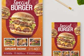 design eye catching instagram posters food flyers, church event flyers food menu
