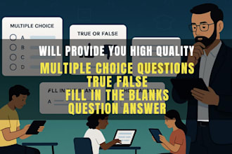 make multiple choice questions mcq, true false, fill in the blanks question quiz