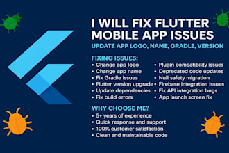 fix flutter errors,gradle issues,flutter bug,change app icon and name, ui bugs