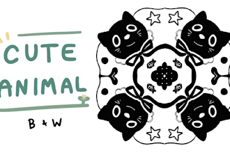 draw a cute animal lace doily like doodle