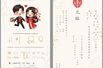 design wedding invitation cards in chinese or english