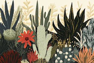 draw high quality illustration in linocut style