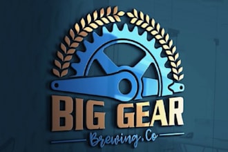 design good looking big gear brewing company logo