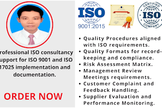 create iso 9001 and iso 17025 documentation for audit readiness