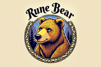 make eye catching rune bear mascot logo  within new concepts