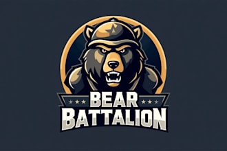 design high quality bear battalion mascot logo with express delivery