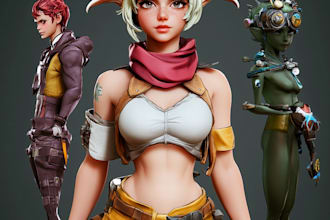 draw stylized character, game character, realistic character