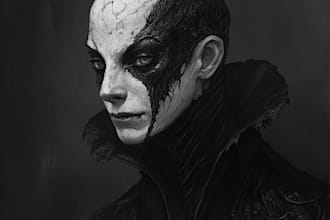 create a dark fantasy horror character illustration