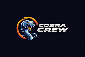 design awesome cobra crew mascot logo with express delivery