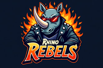 design outstanding rhino rebel mascot logo with express delivery