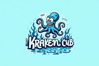 design an awesome kraken cub mascot logo with express delivery