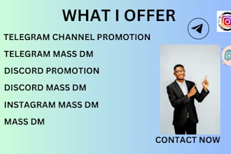 telegram promotion, instagram mass dm, telegram mass dm, discord mass dm