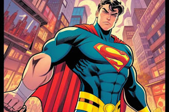 o graphic novel page superhero cartoon character design