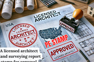 do USA licensed architect stamp, land surveying report plans stamp for approval