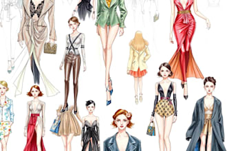fashion illustrations technical drawing line art clothing sketch for your brand