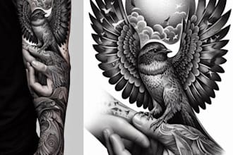 draw a custom realistic tattoo design, tattoo sleeve