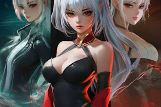 draw ffxiv, manga character illustration in anime style