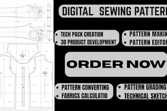 be your clothing sewing pattern maker grading and illustrate garment design