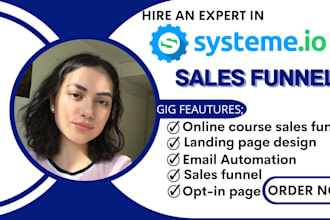 systeme io sales funnel, landing page in systeme io funnel, online course funnel