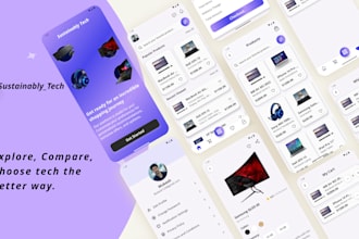 design a clean modern tech shopping app in react native