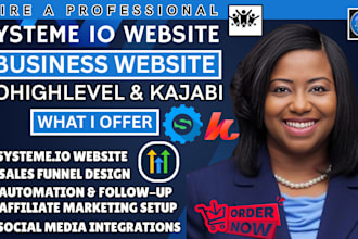 design website landing page sales funnel in systeme io gohighlevel kajabi kartra
