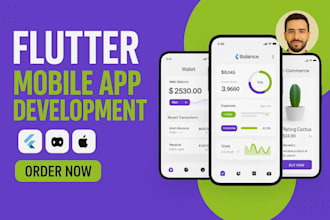 develop a custom android and ios app in flutter with firebase or API