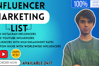 find instagram, youtube influencer list for influencer marketing