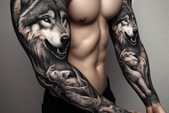 create custom realistic tattoo design, tattoo sleeve