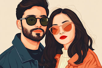 draw disney couple portrait illustration