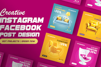 create 14 creative instagram and facebook post or ad design