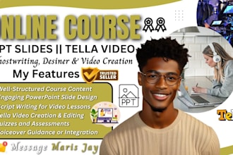 write edit and design online course content lesson plan PPT slides tella video