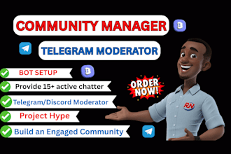 set up bots, manage discord telegram community and moderate servers