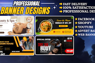design professional website banner, shopify banner design, social media banner