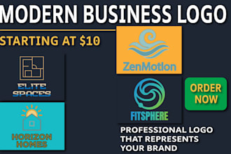 design a modern business logo with 3d mockup and branding