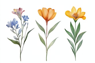 do watercolor botanical illustration of flowers and fruits