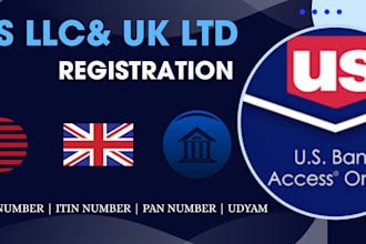 get your ein itin for llc ltd, US bank account renew dissolve llc USA trademark