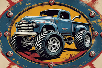 do amazing monster truck logo for you in just two days