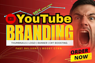 design youtube branding kit thumbnails channel art logo and banner