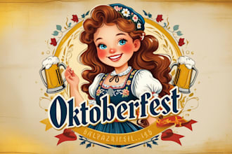 make awesome oktoberfest girl logo with free source file