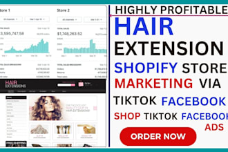 set up hair extension shopify marketing via tiktok, facebook ads tiktok, fb shop