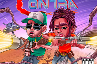 draw urban cartoons, album, single cover, hiphop, rap, trap