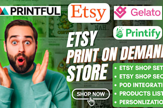setup etsy shop gelato printful printify spod apliiq for tshirt, mugs, wall art