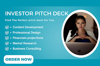 create an investor ready and pitch deck, pptx, canva